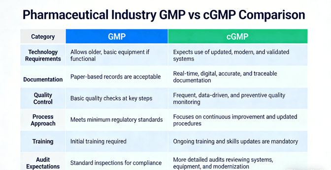 GMP vs cGMP: Key Differences for Pharmaceutical Manufacturers